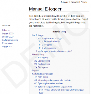 Demo över manual-sidan.